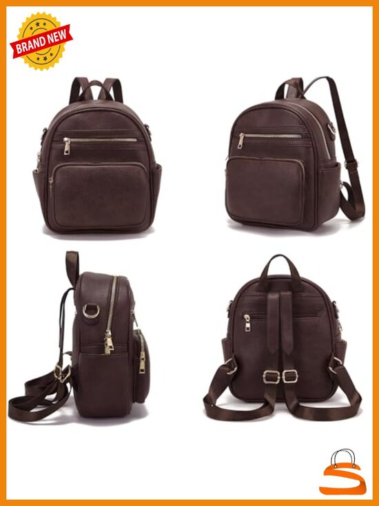 Small Faux Leather Backpack Purse with Wallet Convertible Shoulder Bag main image 4